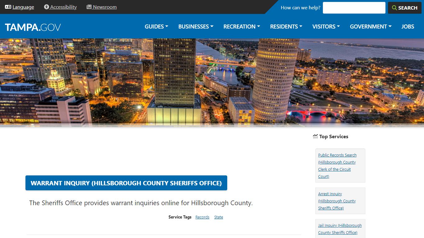 Warrant Inquiry (Hillsborough County Sheriffs Office)