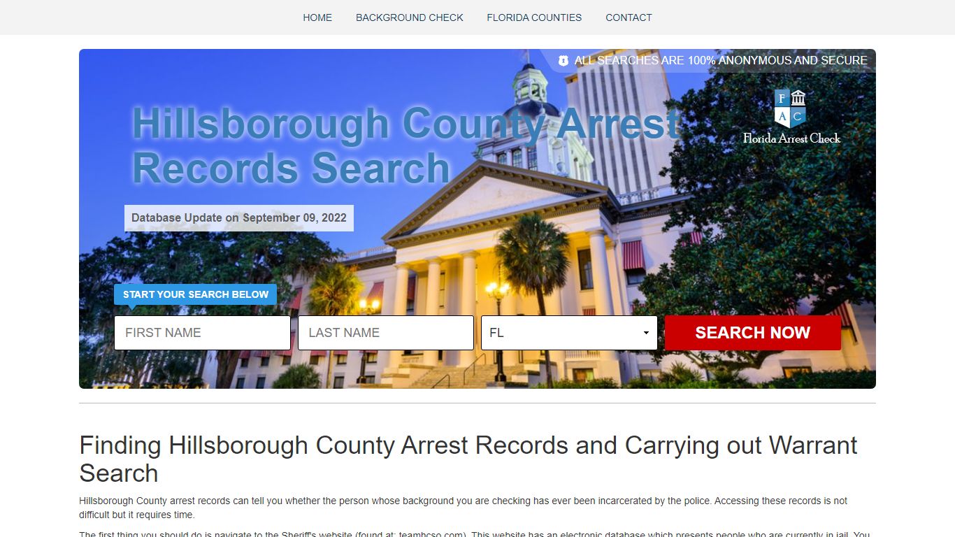 Hillsborough County Arrest Records and Warrant Search