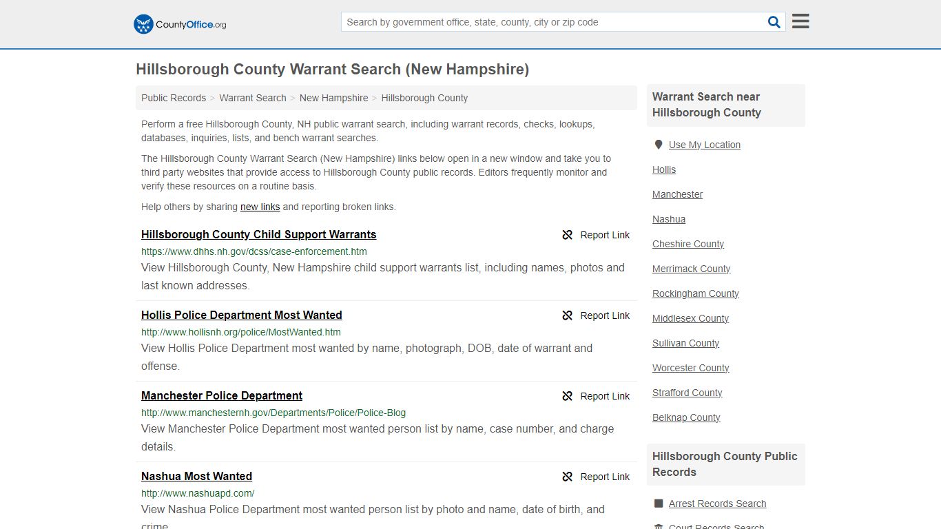 Hillsborough County Warrant Search (New Hampshire) - County Office